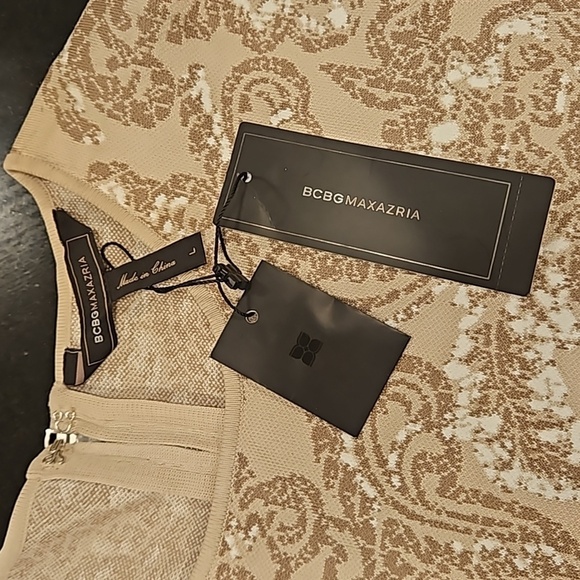 💕BCBGMAXAZRIA💕 Alix Jacquard Dress Light Stone Floral Tapestry Large NWT - Picture 13 of 16